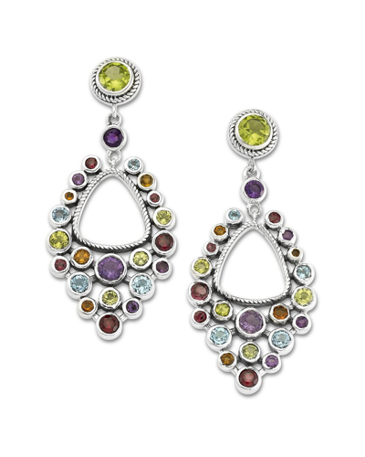 Samuel B. Silver 4.82 Ct. Tw. Gemstone Cluster Earrings In Silver Multi