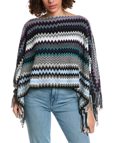 Missoni Wool-blend Poncho In Blue