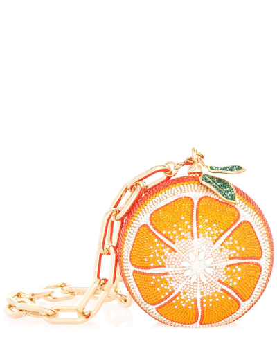 Judith Leiber Tangerine Crystal-embellished Gold-tone Clutch