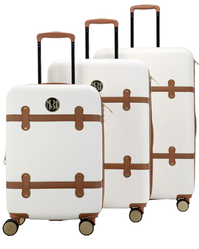 Badgley Mischka Grace Expandable Luggage Set In White
