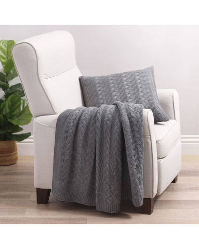 ALLIED HOME ALLIED HOME CLASSIC CABLE KNIT THROW & DECORATIVE PILLOW SET