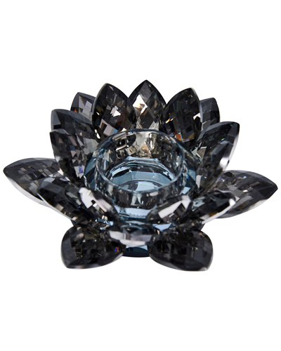 Sagebrook Home 6in Black Crystal Lotus Votive Holder