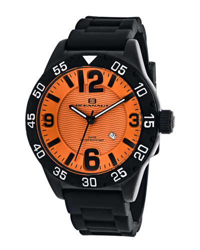 Oceanaut Men's Orange Dial Watch In Aqua / Black / Orange
