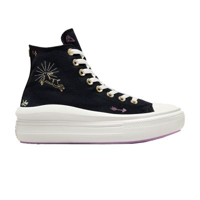 Pre-owned Converse Wmns Chuck Taylor All Star Move Platform High 'tiny Tattoos' In Black