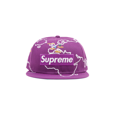 Pre-owned Supreme Worldwide Box Logo New Era 'purple'
