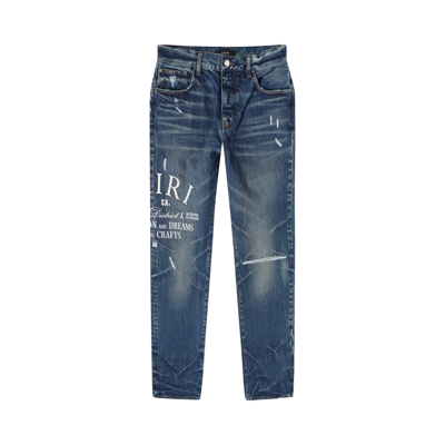 Pre-owned Amiri Arts District Embroidered Jeans 'river Indigo' In Blue