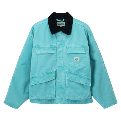 Pre-owned Stussy Washed Canvas Shop Jacket 'teal'