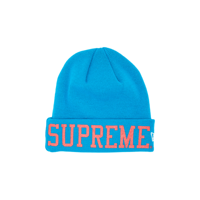 Pre-owned Supreme X New Era Varsity Beanie 'slate' In Blue