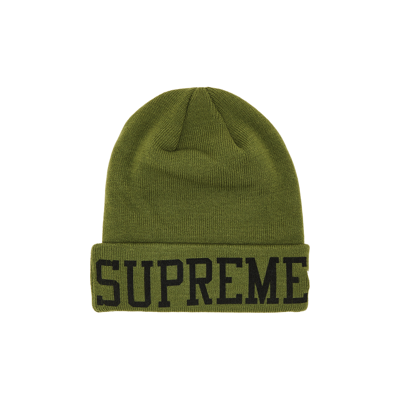 Pre-owned Supreme X New Era Varsity Beanie 'olive' In Green