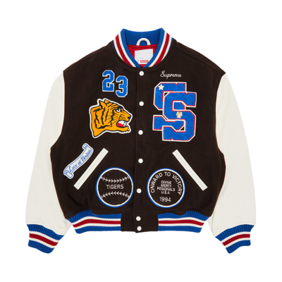 Pre-owned Supreme Tiger Varsity Jacket 'brown'