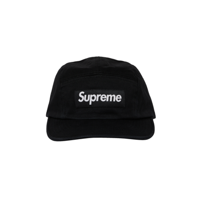 Pre-owned Supreme Washed Chino Twill Camp Cap 'black'