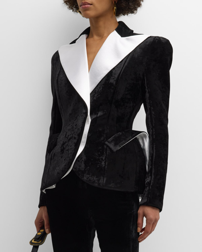 Balmain Velvet Structured Tuxedo Jacket In Black