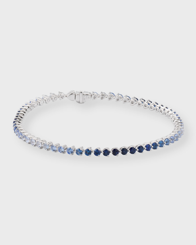 Lisa Nik 18k White Gold Ombre Blue Sapphire Bracelet In Metallic