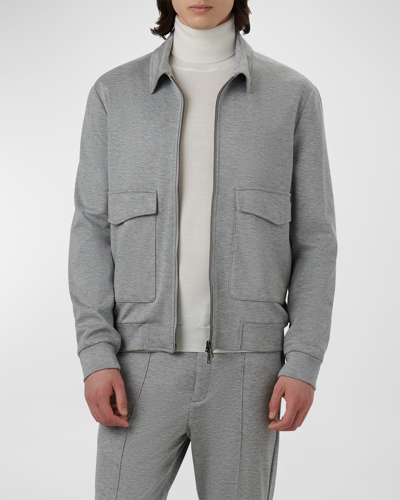 Bugatchi Men's Double-knit Bomber Jacket In Zinc