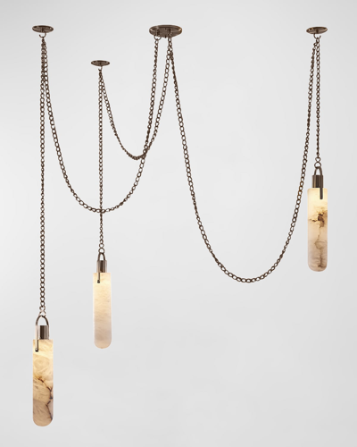 Allegri Crystal By Kalco Lighting Flint 3-light Led Multi-drop Pendant Light In Brown