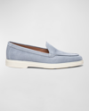 SANTONI YALTAMOC ALMOND-TOE SUEDE LOAFERS