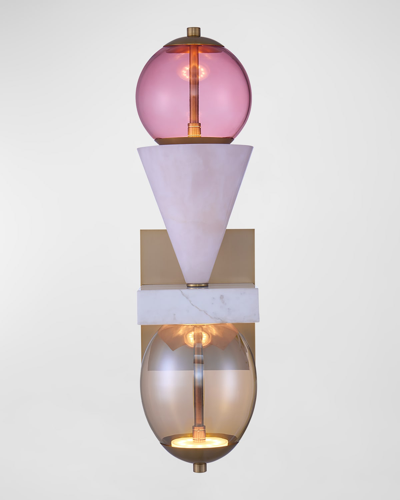 Allegri Crystal By Kalco Lighting Demi Pink Jade Led Wall Sconce In Multi