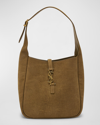 Saint Laurent Le 5 A 7 Small Lizard-embossed Shoulder Bag In Dark Pistacchio