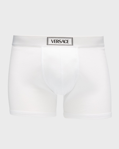 Versace 90s  Logo-waistband Boxer Briefs In 1w000-optical Whi