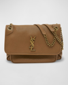 Saint Laurent Niki Medium Ysl Leather Shoulder Bag In Dark Cork