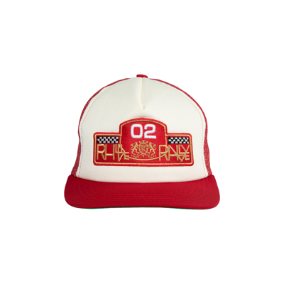 Pre-owned Rhude Rally Prix Trucker 'white/red'
