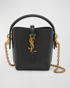 Saint Laurent Le 37 Micro Ysl Leather Bucket Bag In Black