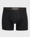 Versace 90s Logo Long Trunks In Black