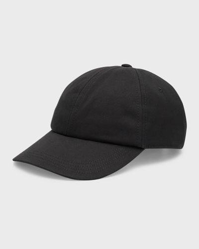 Burberry Men's Check-lined Cotton Baseball Cap In Black