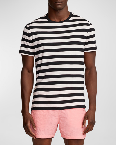 Ralph Lauren Purple Label Men's Striped Cotton Short-sleeve T-shirt In White