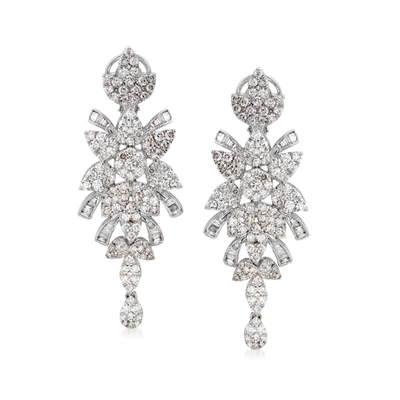 Ross-simons Diamond Drop Earrings In 14kt White Gold In Silver