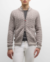 KITON MEN'S CASHMERE CABLE KNIT FULL-ZIP SWEATER