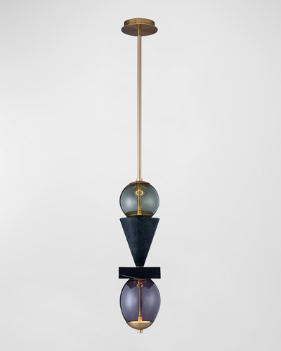 Allegri Crystal By Kalco Lighting Demi Green Marble Led Mini Pendant Light In Black