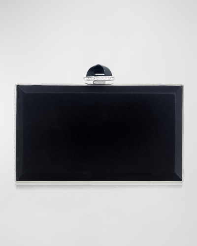 Judith Leiber Skylar Satin Clutch Bag In Silver Black