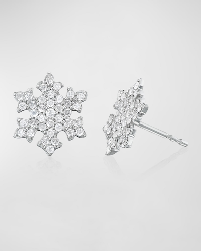 Sheryl Lowe Snowflake Diamond Stud Earrings In White