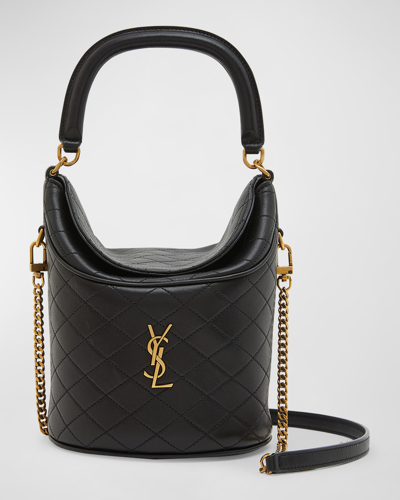 Saint Laurent Gaby Mini Leather Bucket Bag In Black