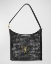 Saint Laurent Oxalis Ysl Monogram Shoulder Bag In Raffia With Bronze Hardware In Black