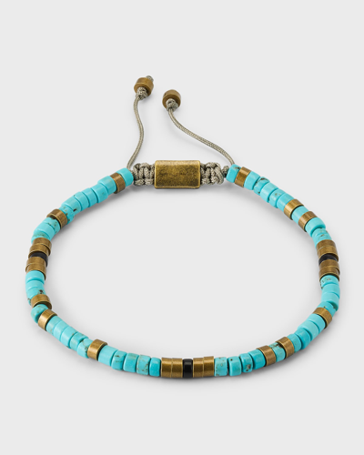 Jan Leslie Men's Turquoise & Brass-plated Sterling Silver Beaded Bracelet