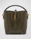 Saint Laurent Le 37 Mini Ysl Bucket Bag In Lizard In Dark Seaweed
