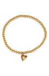 AJOA AJOA HEART CHARM BEADED STRETCH BRACELET