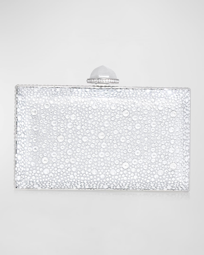 Judith Leiber Skylar Crystal Clutch Bag In Silver
