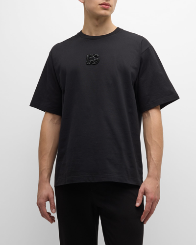 Dolce & Gabbana Men's Beaded Dg T-shirt In Black