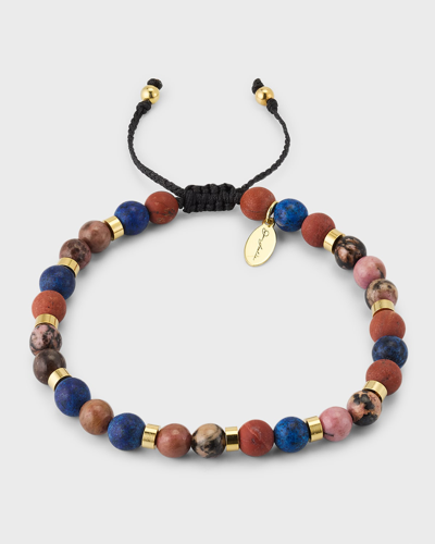 Jan Leslie Men's Mixed Gemstone Beaded Pull Cord Bracelet In Multi