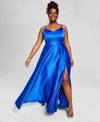 B Darlin Plus Womens Satin Juniors Evening Dress In Royal