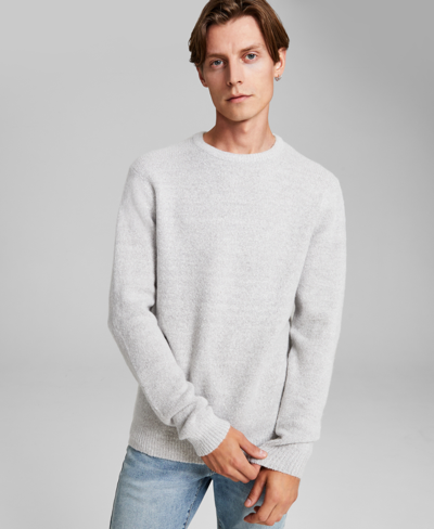 And Now This Men's Regular-fit Boucle Sweater, Created For Macy's In Light Grey