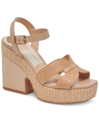 Dolce Vita Women's Cale Ankle Strap Espadrille Platform Sandals In Light Natural Raffia