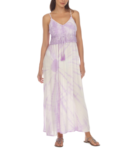 Raviya Plus Size Tie-dye Crochet-bodice Maxi Dress In Lavender Tie-dye