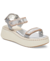Dolce Vita Debra Platform Sandal In Silver Distressed Leather