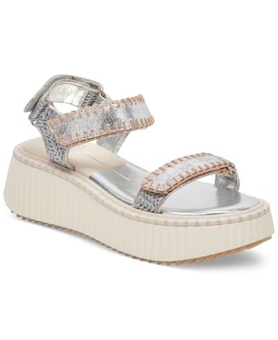 Dolce Vita Women's Debra Flatform Slingback Sandals In Silver Distressed Leather