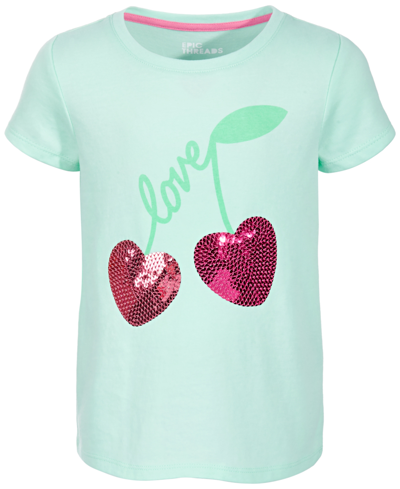 Epic Threads Little Girls Love Sequin Cherry Graphic T-shirt, Created For Macy's In Tea Green