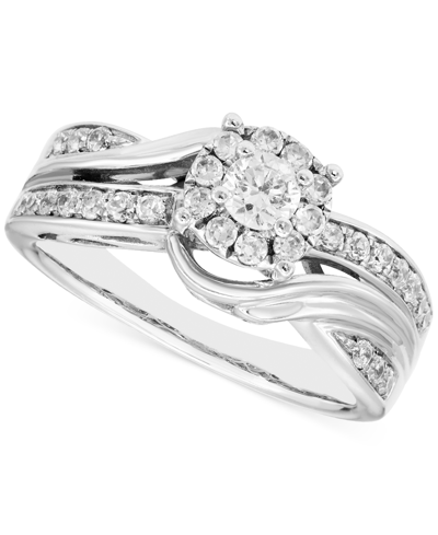 Macy's Diamond Halo Twist Engagement Ring (1/2 Ct. T.w.) In 14k White Gold